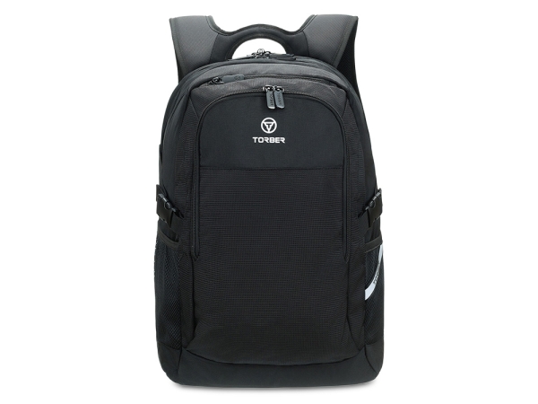 Рюкзак TORBER МЕГАПОЛИС с отделением для ноутбука 16", чёрный, полиэстер, 47 х 34 x 28 см