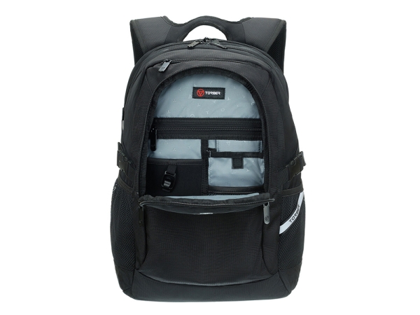Рюкзак TORBER МЕГАПОЛИС с отделением для ноутбука 16", чёрный, полиэстер, 47 х 34 x 28 см