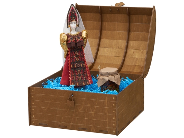 Подарочный набор: кукла фарфоровая, мед, красный