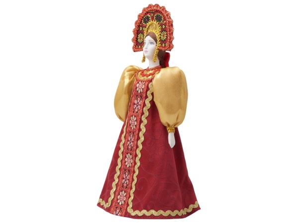 Подарочный набор: кукла фарфоровая, мед, красный