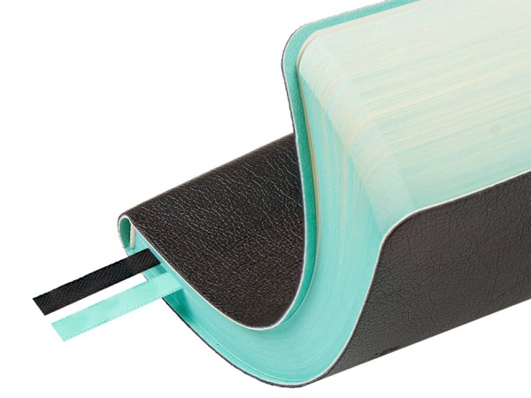 Ежедневник недатированный А5 "Boston", черный (бирюзовый обрез)