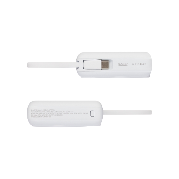 Внешний аккумулятор с подсветкой Ritter PD 10000mAh с функцией беспроводной зарядки 15W, белый