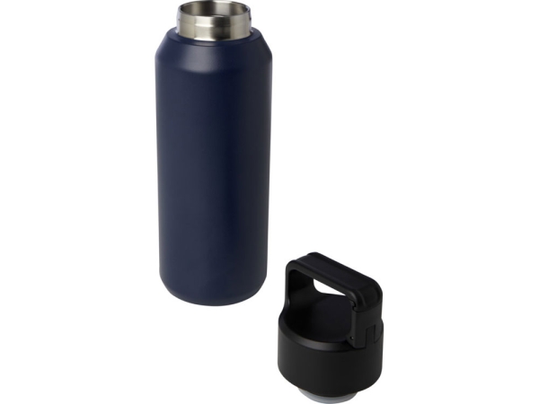 Бутылка для воды с вакуумной изоляцией Astra/Астра объемом 600 мл из меди и переработанной нержавеющей стали, сертифицированной по стандарту RCS, темно-синий