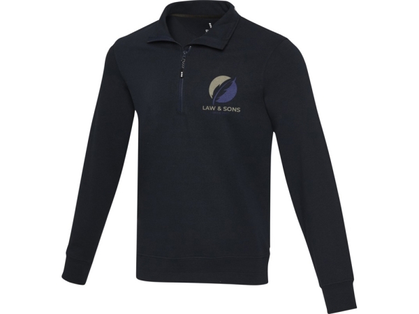 Tin унисекс-свитер с молнией на четверть из переработанных материалов Aware™ - Темно - синий