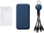 Набор из внешнего акуумулятора и универсального кабеля с подсветкой лого «Reserve LED», 10000mAh, темно-синий