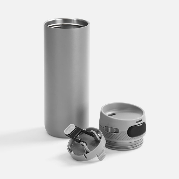 Термостакан X1 с цветной кнопкой, серый с черным