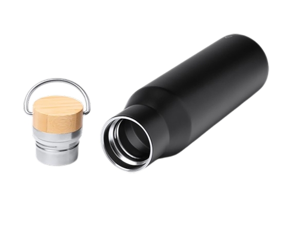 Термобутылка «Мэйер» из нержавеющей стали, с бамбуковой крышкой, серебристый