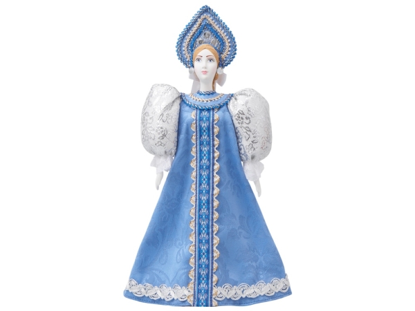 Подарочный набор: кукла фарфоровая, мед, голубой