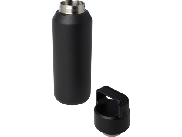 Бутылка для воды с вакуумной изоляцией Astra/Астра объемом 600 мл из меди и переработанной нержавеющей стали, сертифицированной по стандарту RCS, черный