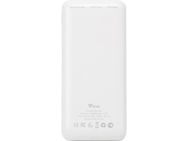 Внешний аккумулятор Evolt "Mini-10", 10000 mAh, белый