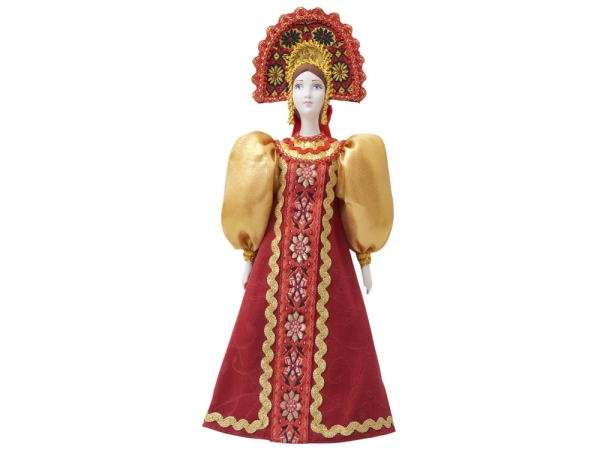Подарочный набор: кукла фарфоровая, крем-мед, красный