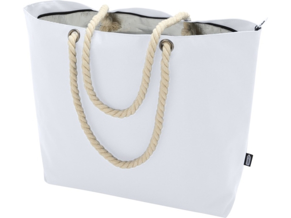 Panama пляжная эко-сумка-холодильник из переработанного материала, с ручками-шнурками 23L, белый
