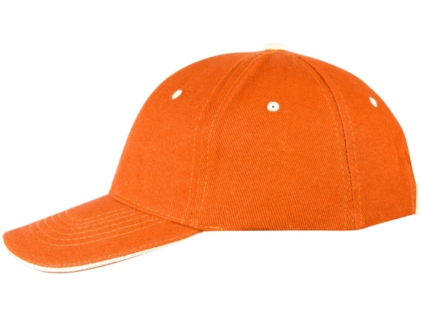 Бейсболка "New Castle" 6-ти панельная, оранжевый/белый