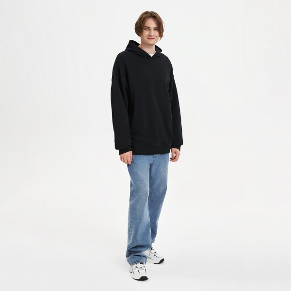 Худи оверсайз унисекс FUSION, черный, размер XS/S