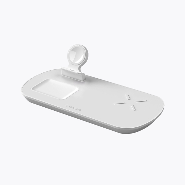 Зарядная станция 3 в 1: iPhone, Apple Watch, Airpods, беспроводная, 17,5 Вт, белая, Deppa
