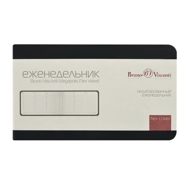 Еженедельник недатированный А6 "Мегаполис Вельвет", черный