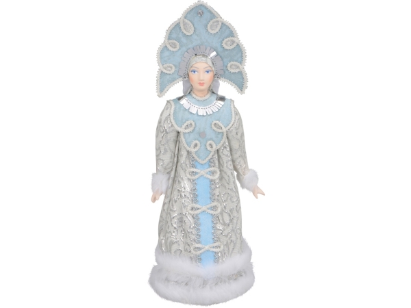 Набор: кукла-снегурочка, варежки Новогоднее настроение, белый/голубой