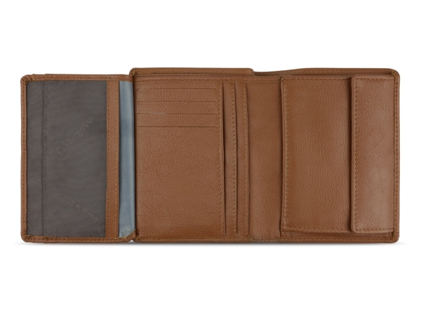 Портмоне BUGATTI Bomba, с защитой данных RFID, коньячного цвета, кожа/полиэстер, 10х2х12,5 см