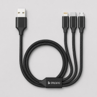 Дата-кабель 3 в 1: micro USB, USB-C, Ligthning, алюминий, 1.2м, черный, Deppa