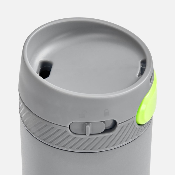 Термостакан X1 с цветной кнопкой, серый с желтым