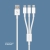 Дата-кабель 3 в 1: micro USB, USB-C, Ligthning, 1.2м, белый, Deppa