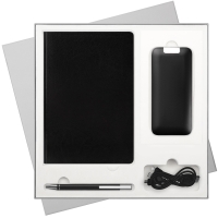 Подарочный набор River side, черный (ежедневник, ручка, аккумулятор) Подарочный набор River side, черный (ежедневник, ручка, аккумулятор)