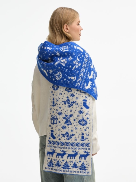 Шарф Holidale, синий с молочным