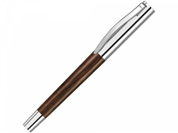 Ручка роллер "TITAN WOOD R", синий, 0.7 мм, коричневый/серебряный