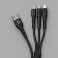 Дата-кабель Armor 3 в 1: micro USB, USB-C, Ligthning, 1.2м, черный, Deppa