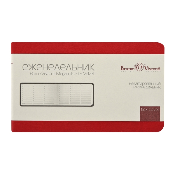 Еженедельник недатированный А6 "Мегаполис Вельвет", красный