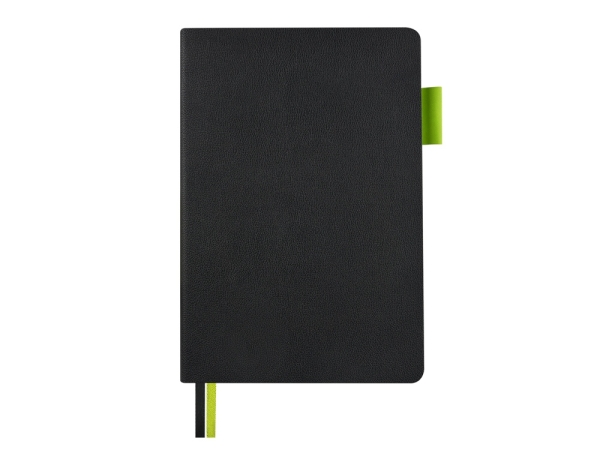 Блокнот А5 "Boston", черный с салатовым срезом