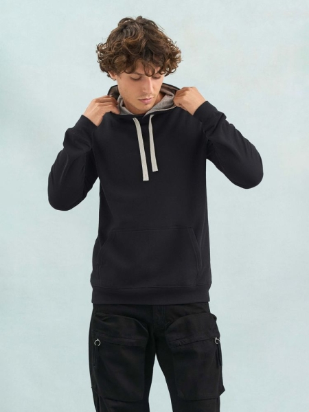 Худи унисекс Cameron, серый меланж с темно-синим