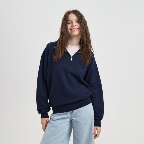 Толстовка на молнии унисекс Флоу (Flow), темно-синяя, размер 5XL/6XL