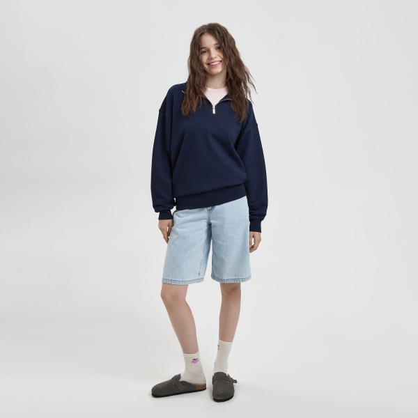 Толстовка на молнии унисекс Флоу (Flow), темно-синяя, размер 5XL/6XL