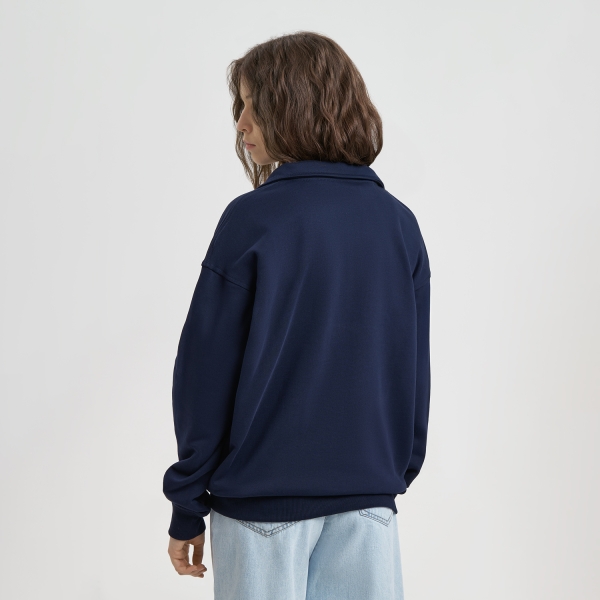 Толстовка на молнии унисекс Флоу (Flow), темно-синяя, размер 5XL/6XL