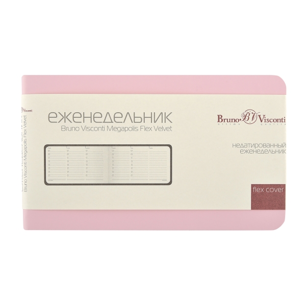 Еженедельник недатированный А6 "Мегаполис Вельвет", зефирный розовый