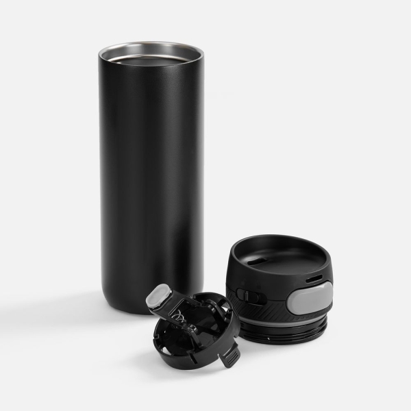 Термостакан X1 с цветной кнопкой, черный с серым