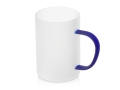 Стеклянная матовая кружка "Акцент" с цветной ручкой для сублимации, синий