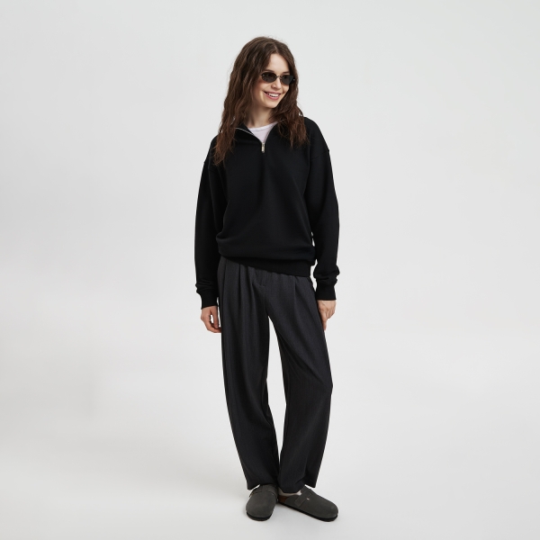 Толстовка на молнии унисекс Флоу (Flow), черная, размер 5XL/6XL