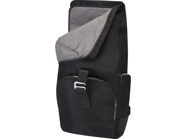 Рюкзак Rhine 15” GRS со сворачивающимся верхом на 18 л из материала, переработанного по стандарту GRS, сплошной черный