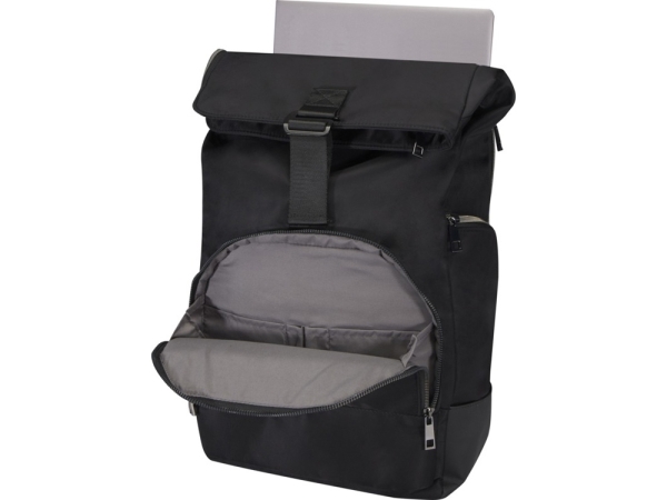 Рюкзак Rhine 15” GRS со сворачивающимся верхом на 18 л из материала, переработанного по стандарту GRS, сплошной черный