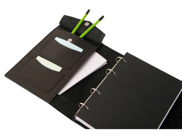 Блокнот кожаный А5 на кольцах, черный
