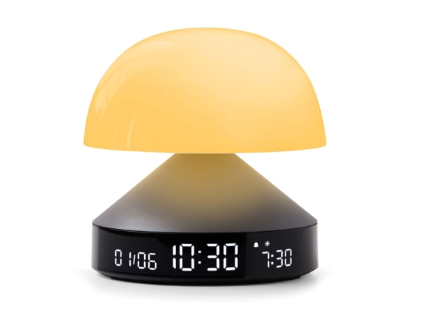 Светильник с часами и световым будильником Mina Sunrise, темно-серый