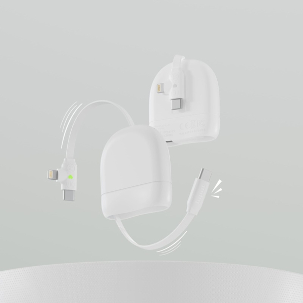 Кабель Xoopar ICE-R с ретрактором 2 в 1, разъёмы USB-C и Lightning, 60 Вт