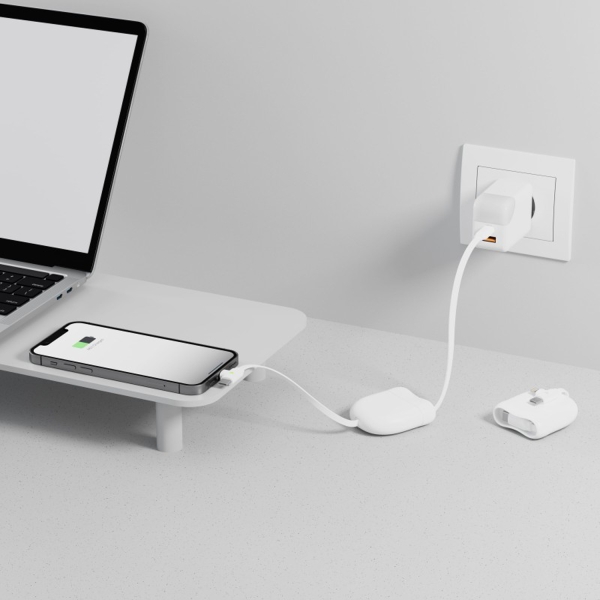 Кабель Xoopar ICE-R с ретрактором 2 в 1, разъёмы USB-C и Lightning, 60 Вт