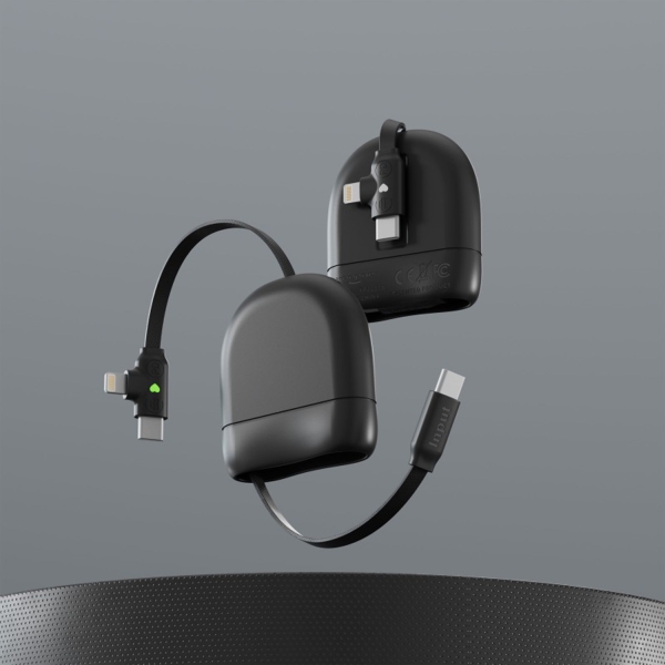 Кабель Xoopar ICE-R с ретрактором 2 в 1, разъёмы USB-C и Lightning, 60 Вт