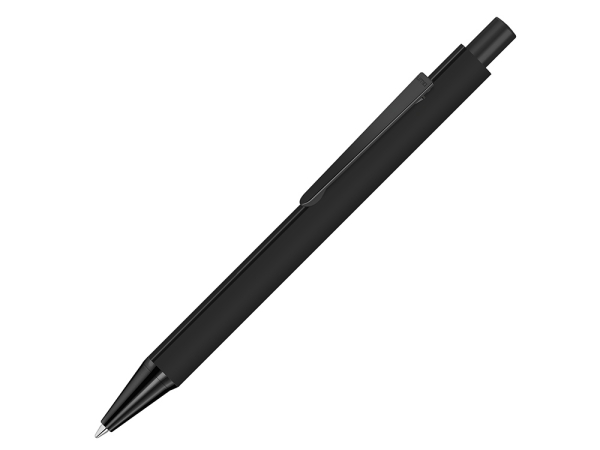 Ручка шариковая металлическая «Pyra M» soft-touch с зеркальной гравировкой и черными деталями, черный