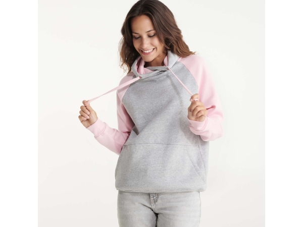 Толстовка с капюшоном "Badet" мужской, серый меланж/светло-розовый