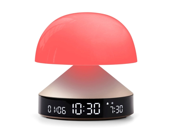 Светильник с часами и световым будильником Mina Sunrise, золотистый