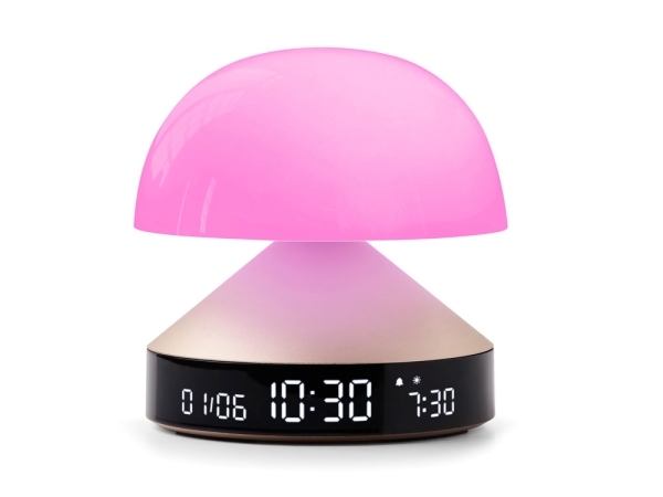 Светильник с часами и световым будильником Mina Sunrise, золотистый